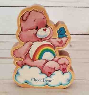 Vintage 1984 Pressed Wood Cheer Bear Care Bear Pink Figure 4 Inch Display