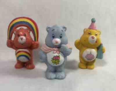 Vintage 1983 Care Bear Mini PVC Figures CHEER, GRAMS, BIRTHDAY ~ Lot of 3