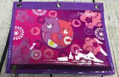 Carebears Care Bears Pencil Pouch Pink Purple Binder Rings EXCELLENT Adorable