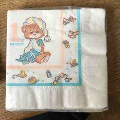 Vintage Teddy Beddy Bear CA Reed 1st Birthday napkins new in package
