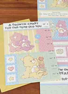 Care Bears 1st Birthday Card Baby Growth Chart & Envelope 2005 New !!