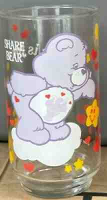 Vintage Carebears Care Bears Libbey Tall Drinking Glass Share Bear 1986