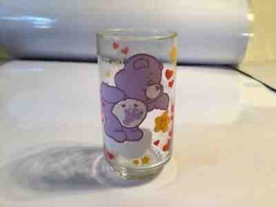Vintage Carebears Care Bears Drinking Glass Share Bear 1986 Purple Rare