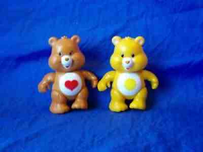 FUNSHINE & TENDER HEART CARE BEAR 3.5" Poseable Plastic Toy Sunshine Bears x2