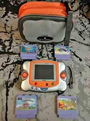 V Tech V-smile Pocket Handheld With 4 Games & Travel Case Nemo/Pooh/Care Bearð??¥
