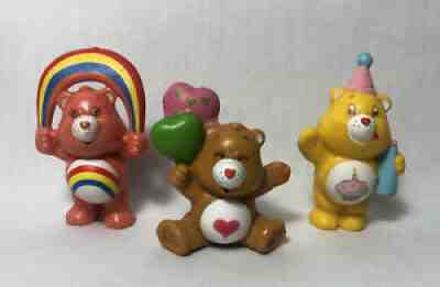 Vintage 1983 Care Bear Mini PVC Figures TENDERHEART, BIRTHDAY, CHEER ~ Lot of 3