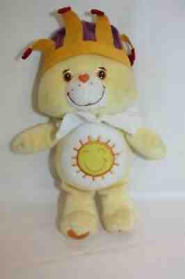 Care Bear Plush Yellow with Jester Crown & Ruffle King Funshine Sunshine 11