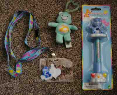 Care Bear Lot includes Wobble Pen, Lanyard, and Plush Wish Backpack Clip-on