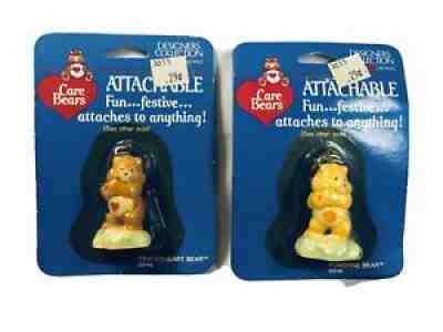 (2) Care Bears Vintage Attachables Tender heart & Funshine Bear Keychain Zipper
