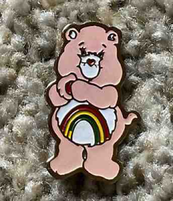 Vintage Cheer Bear Enamel Pin Pink Rainbow 1983 AGC H Eldon Care Bears Pinback