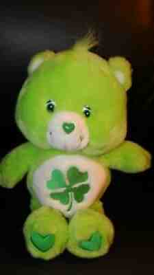Vintage 2002 Care Bears Good Luck Bear Four Leaf Clover Plush 13 in Stuffed Toy