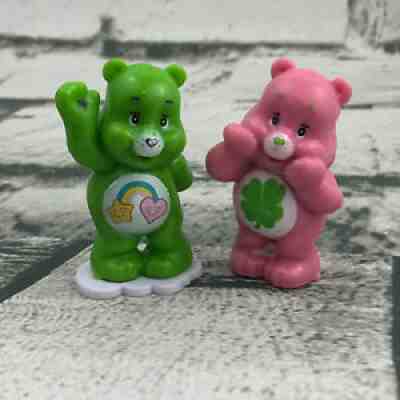 Carebear Figures Green Pink Good Luck Bear Rainbow Four Leaf Clover