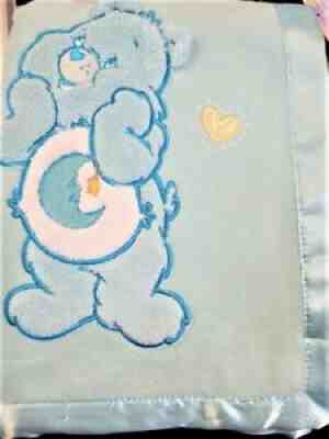 Vintage Blue Moon Care Bear Baby Crib Blanket Satin Trim 31"Ã?41" Never Used