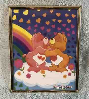 Vintage Care Bear 8x10 Gold Frame Picture TENDERHEART Love A Lot Kissing Rainbow