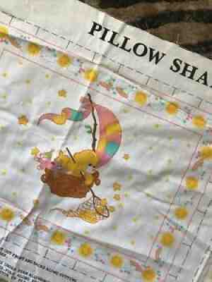 Care Bears Bedding Yellow Cotton Fabric Pillow Sham Panel 1980 American Greeting