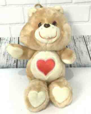 1983 Vintage Care Bears Tenderheart Bear 13" Plush Kenner Tan with Red Heart