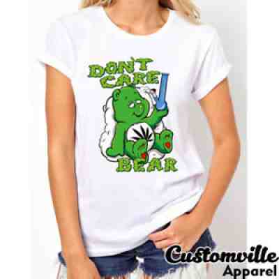 ð??¥ Stoner Bear Weed Women's shirt Funny 420 Marijuana Parody Don't Care gift tee