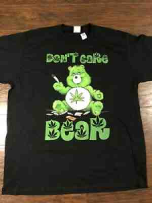 Don't Care Bear Funny Smoking Weed Marijuana Smoker Stoner Mens Shirt 2XL NEW