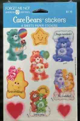 Vintage 80â??s Care Bears Stickers NEW IN PACKAGE! 4 Sheets AGC 80s Sticker