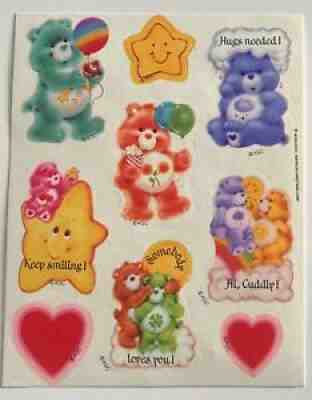 Cute 80â??s Vintage Care Bears Stickers 1984 KEEP SMILING! 80s Sticker Sheet