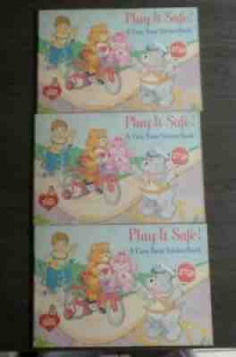 Lot of 3 Play It Safe! 1984 Care Bear Sticker Books Unused Pizza Hut Excellent