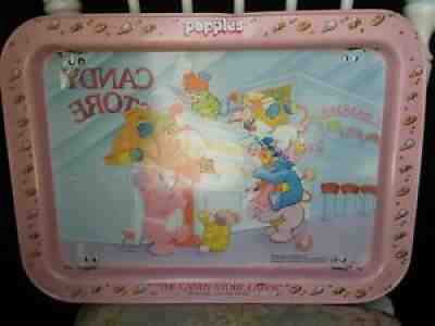 Vintage 1987 Popples TV Breakfast Lap Bed Folding Tray Metal 80s Candy Store