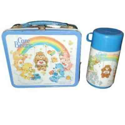 Vintage Care Bears Metal Lunchbox Plastic Thermos Nostaglic 80s KidÂ 