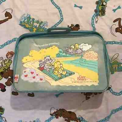 Care Bears 1986 RARE luggage suit case setting sail for Grandma's travel STAINS