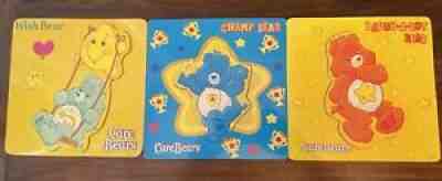 Vintage Care Bears Wooden Inlay 3 Puzzles - Champ, Wish & Laugh-A-Lot