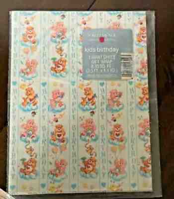 Vintage Care Bears Birthday Gift Wrap 1980s Wrapping Paper American Greetings