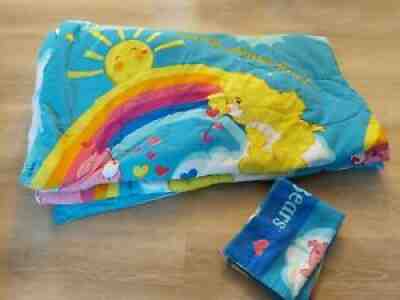 Vintage Care Bear Full Comforter 2 Pillow Cases Catch Some Fun Rainbows Clouds