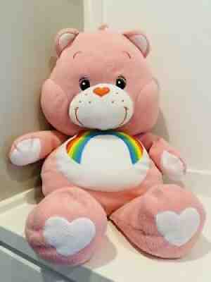 Vintage Care Bears Cheer Bear Jumbo Cuddle Plush Bedtime Rainbow Pink Pillow 29