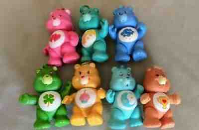 7 Vintage Care Bears Lot PVC Posable Figures 3-4 Inches 1983 New Kenner