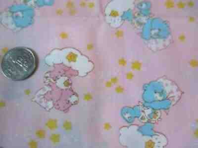 ORIGINAL Vintage HUGS & TUGS CARE BEARS On PINK 1980's COTTON Fabric-over 2 yd