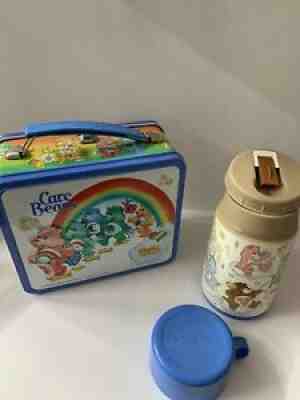 Vintage Aladdin Care Bears Dimensional Metal Lunch Box with Thermos 1980s