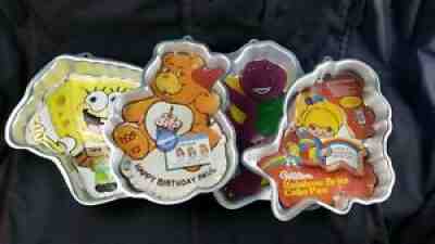 WILTON Cake Pans 1983-2002 Lot Of 4 Care Bear Rainbow Brite Barney Spongebob