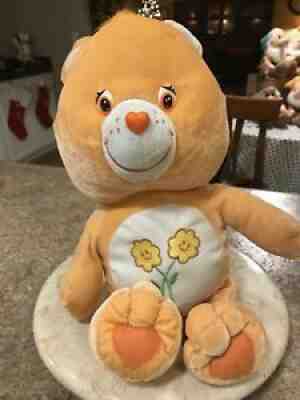 Care Bears Friendship Bear Orange Plush Stuffed Animal Yellow Flowers 13â? 2002
