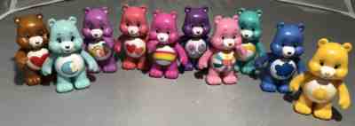 Care Bears Collector Set of 10 Figures Posable Arms Only. 3â? Tall