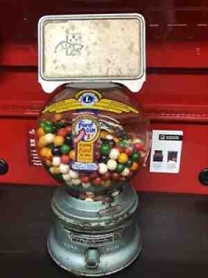 FORD GUM - 1 CENT GUMBALL MACHINE - VINTAGE, Glass Globe, w/ Topper