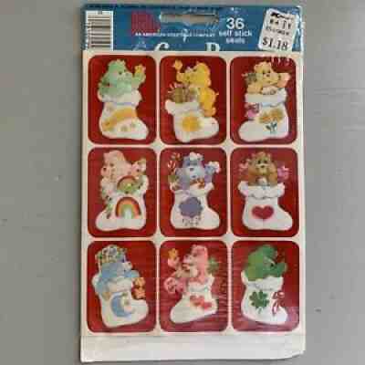 Christmas Care Bear Stickers Vintage 1984 Unopened Pack of 36 NOS