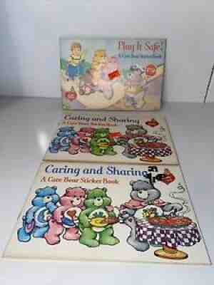 Vintage Care Bear Play It Safe Sticker Coloring Book Pizza Hut 1984 Lot Of 3