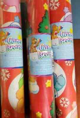Vintage 80s Care Bears Christmas Wrapping Paper Roll Holiday NIB