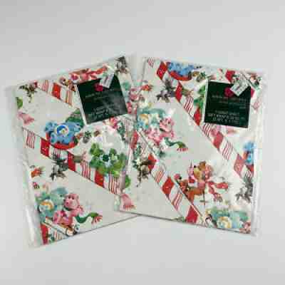 Vintage Care Bears Christmas Wrapping Paper American Greetings 2 Packs New