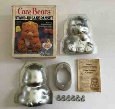 Vintage Wilton Care Bears Stand Up Cake Pan Set w Instructions 1984 Complete Set