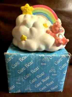 1985 RARE CHEER CARE BEAR Designers Collection Rainbow Cloud Coin Bank IN BOX!!