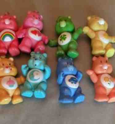 8 Vintage Care Bears Lot PVC Posable Figures 3-4 Inches 1983 New Kenner