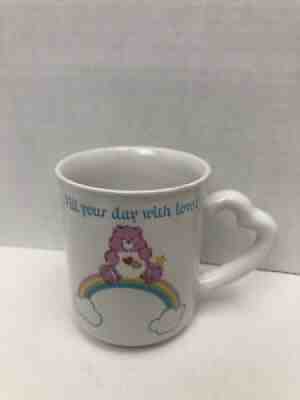 Vintage 1983 Care Bears CHEER BEAR Rainbow Coffee Cup Mug American Greetings