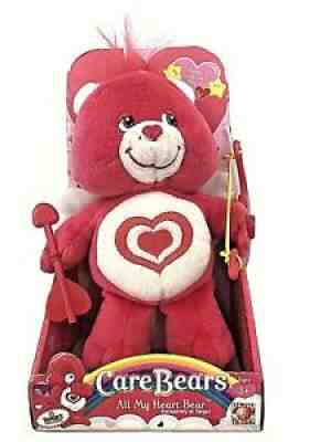Care Bears All My Heart Bear 2005 Pink Valentine Cupid Bow/Arrow/Wings NIB