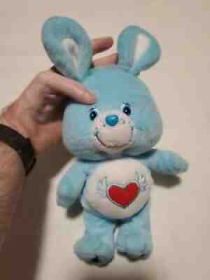2004 Care Bear Cousin10â? Swift Heart Rabbit Lt Blue+Heart Wings Beanbag Plush