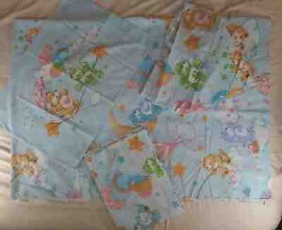 Vintage Care Bears Care-A-Lot Bed Sheet Set w/ 2 Tops 1 Fitted 1 PC '83 BIBB